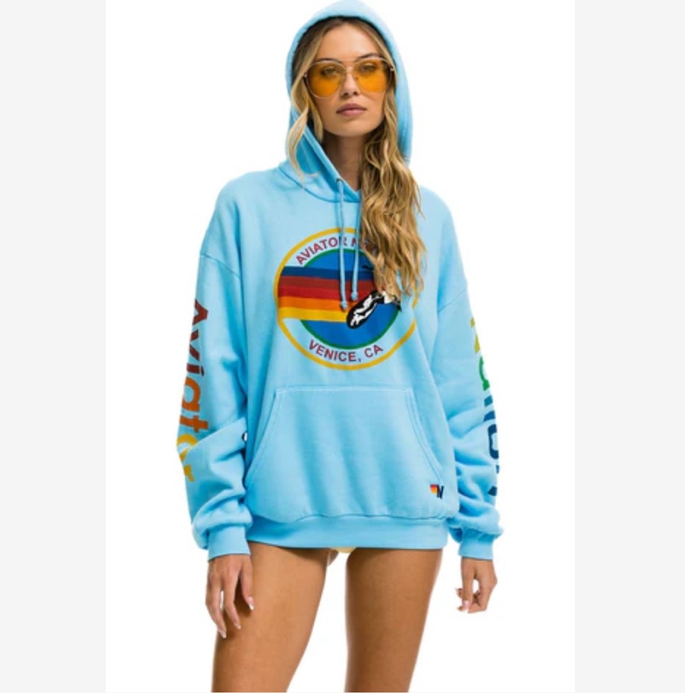 Aviator Nation Relaxed Pullover Hoodie - Sky Size XXL